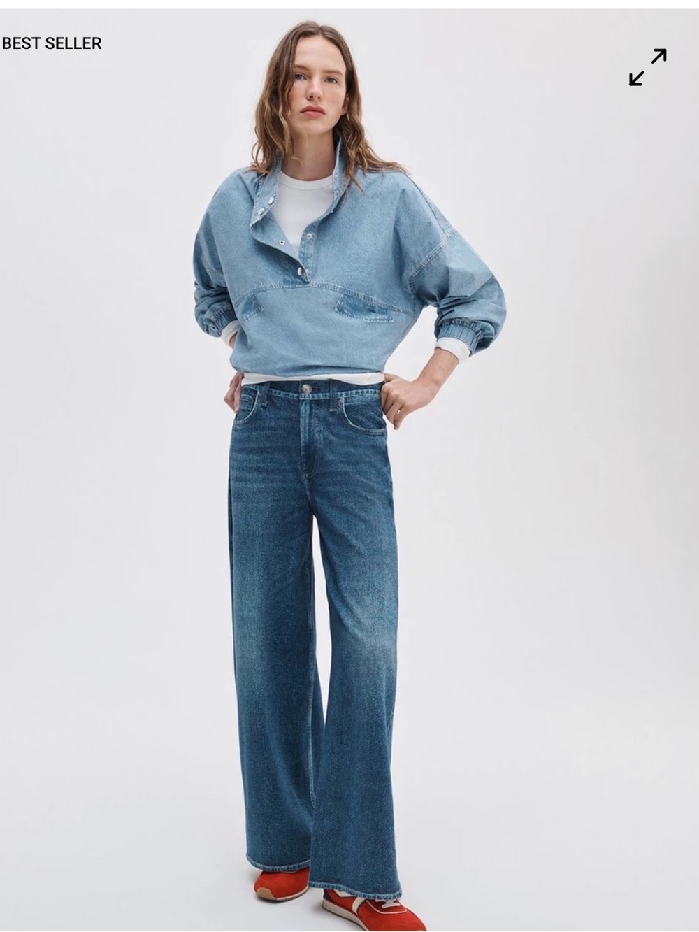 rag & bone Wide-Leg Dark Blue Denim Jeans